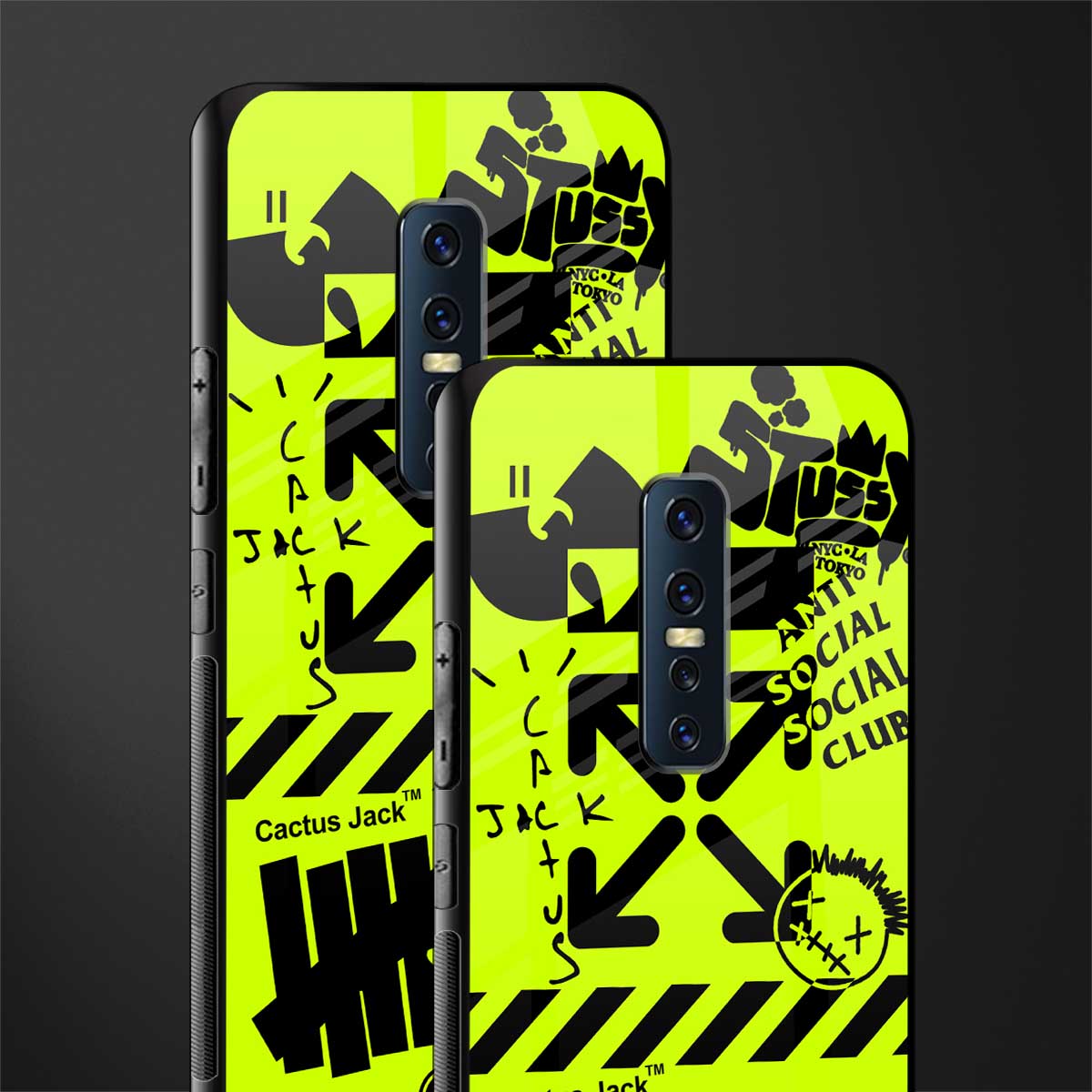 neon travis scott x anti social social club glass case for vivo v17 pro image-2
