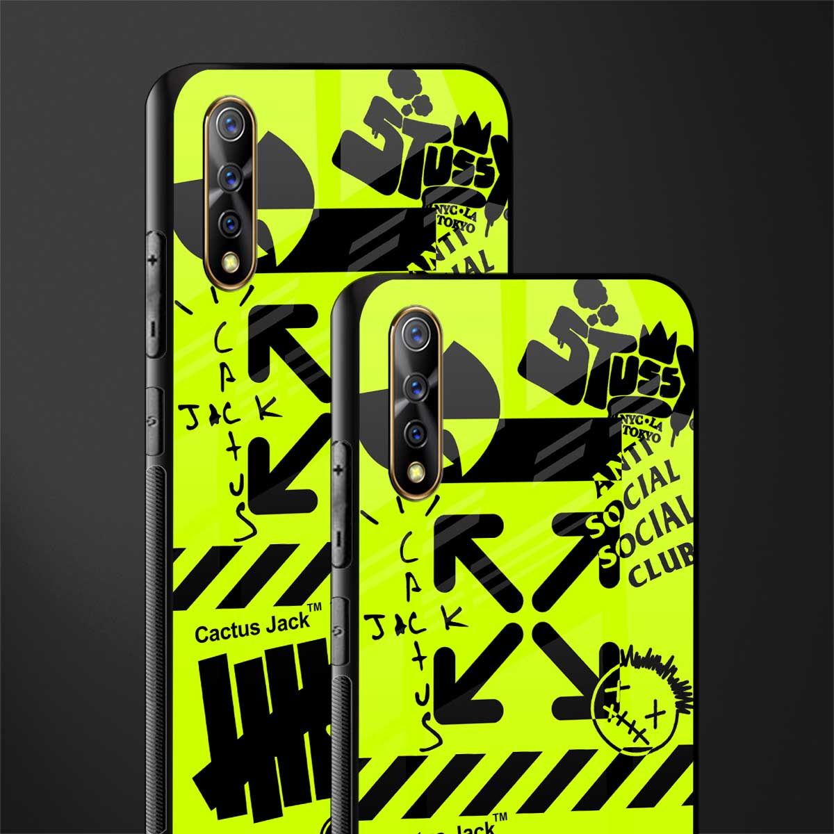 neon travis scott x anti social social club glass case for vivo s1 image-2