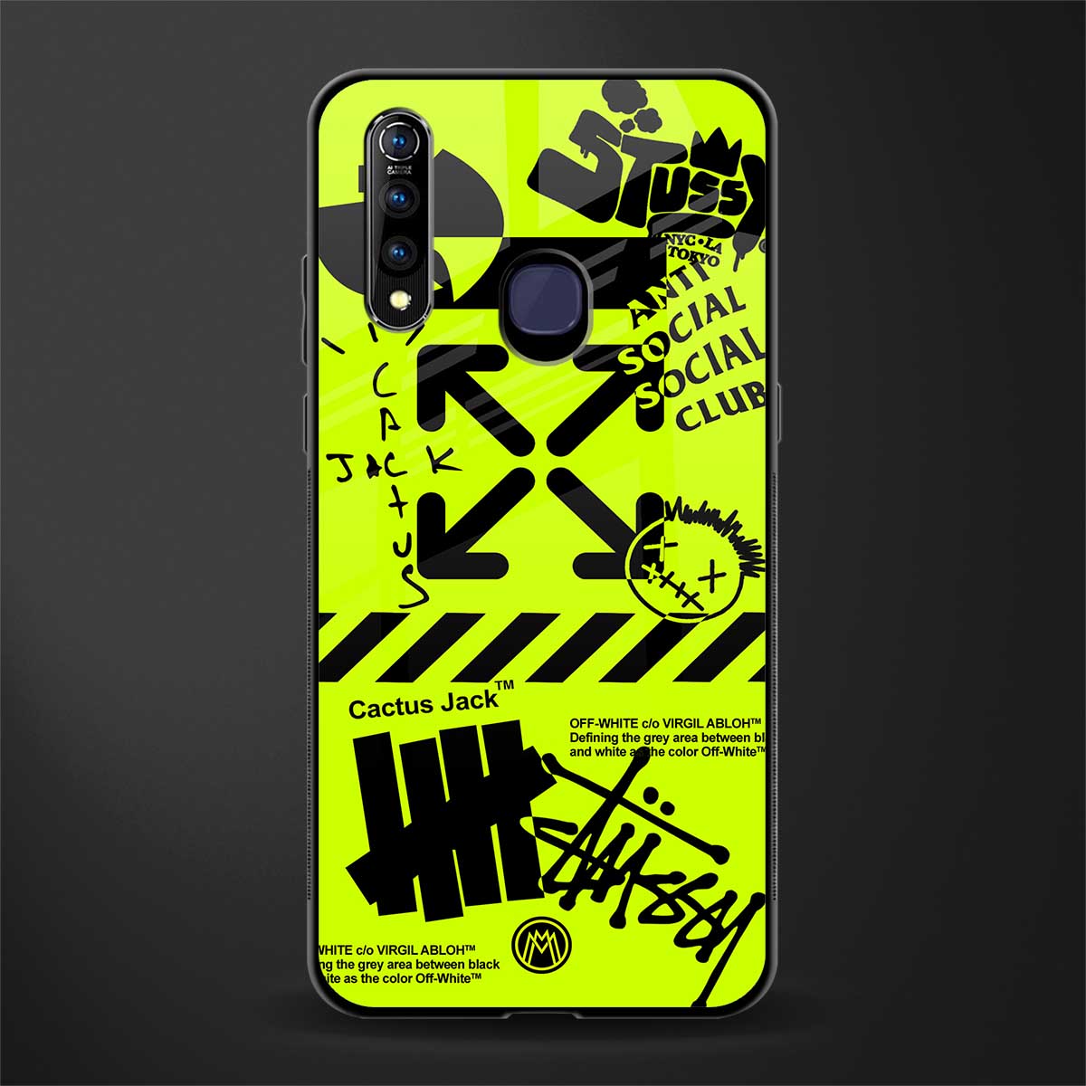 neon travis scott x anti social social club glass case for vivo z1 pro image