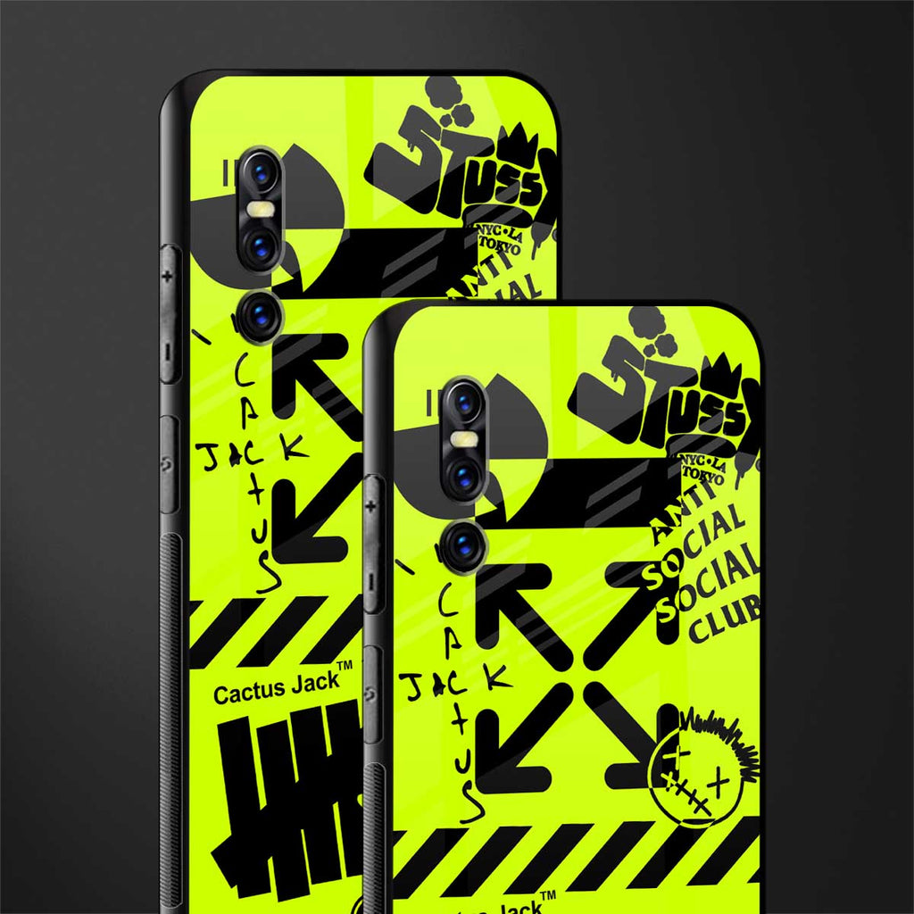 neon travis scott x anti social social club glass case for vivo v15 pro image-2