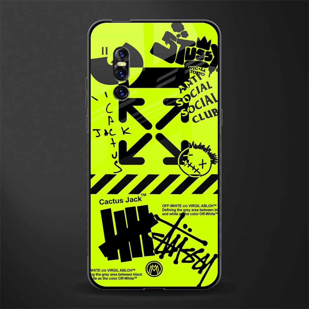 neon travis scott x anti social social club glass case for vivo v15 pro image