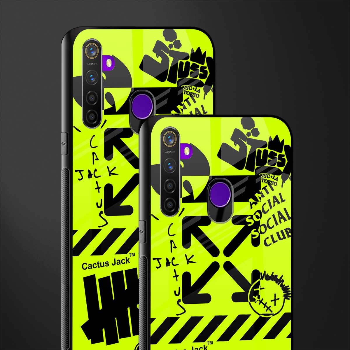 neon travis scott x anti social social club glass case for realme 5 image-2