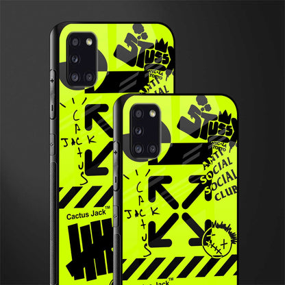 neon travis scott x anti social social club glass case for samsung galaxy a31 image-2