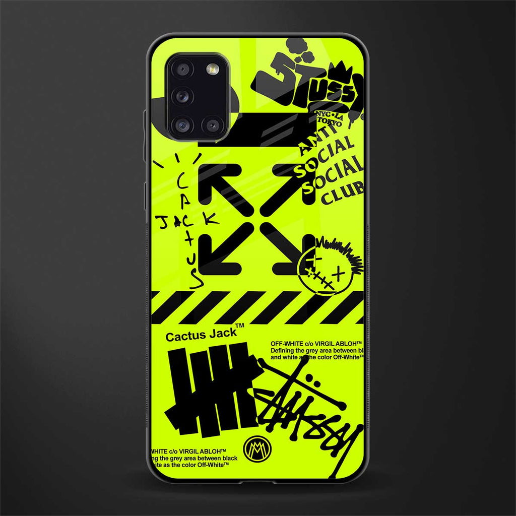 neon travis scott x anti social social club glass case for samsung galaxy a31 image