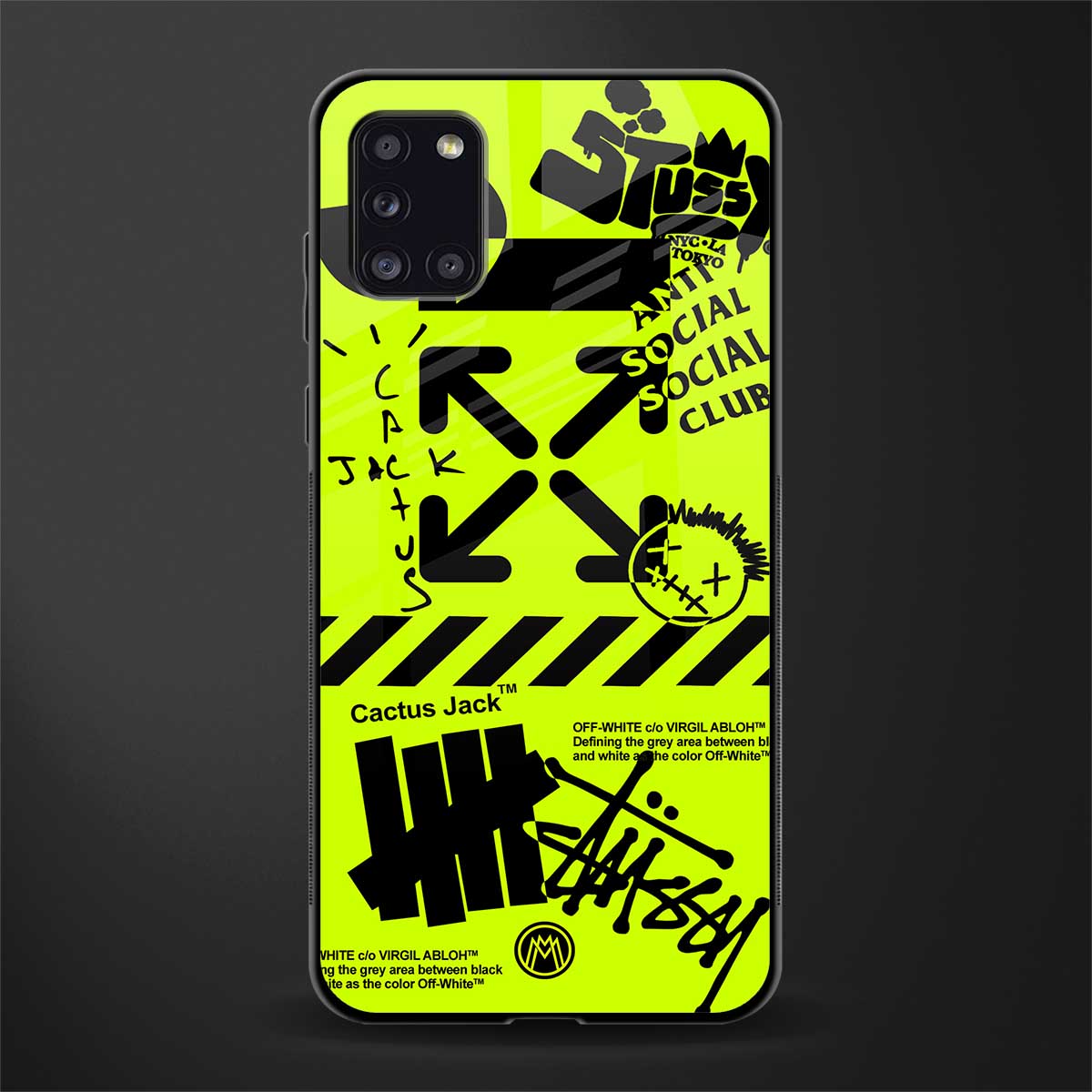 neon travis scott x anti social social club glass case for samsung galaxy a31 image