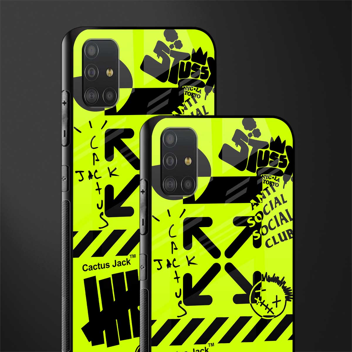 neon travis scott x anti social social club glass case for samsung galaxy a51 image-2