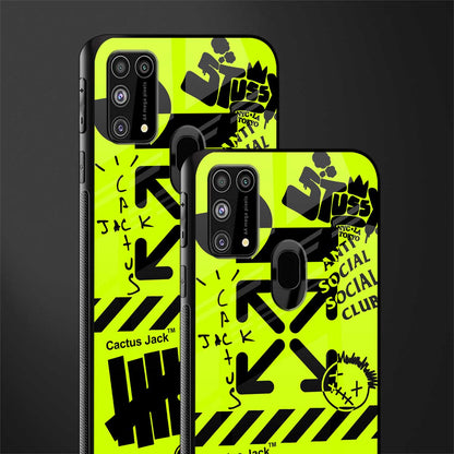 neon travis scott x anti social social club glass case for samsung galaxy m31 prime edition image-2