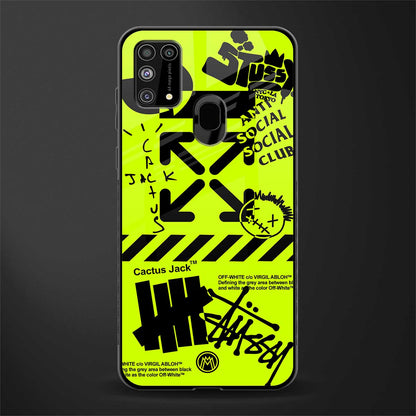 neon travis scott x anti social social club glass case for samsung galaxy m31 prime edition image