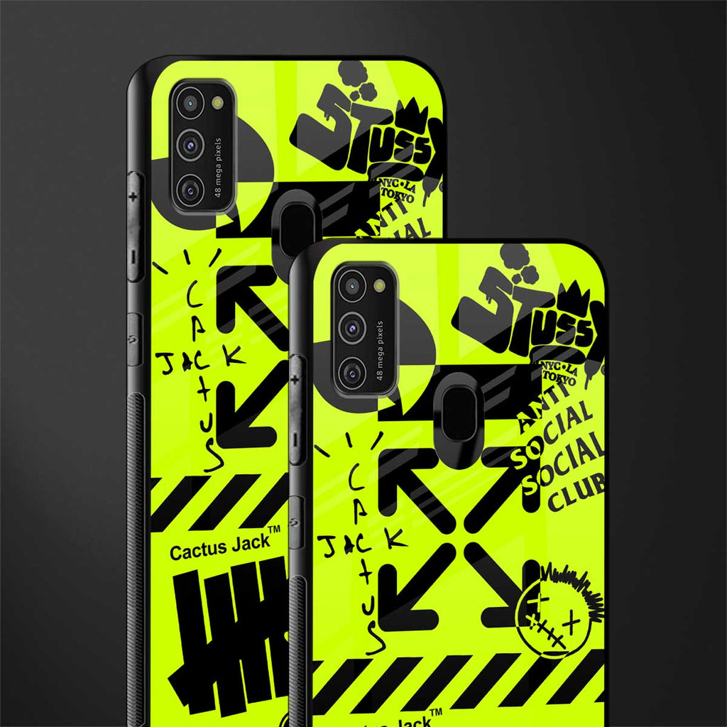 neon travis scott x anti social social club glass case for samsung galaxy m21 image-2