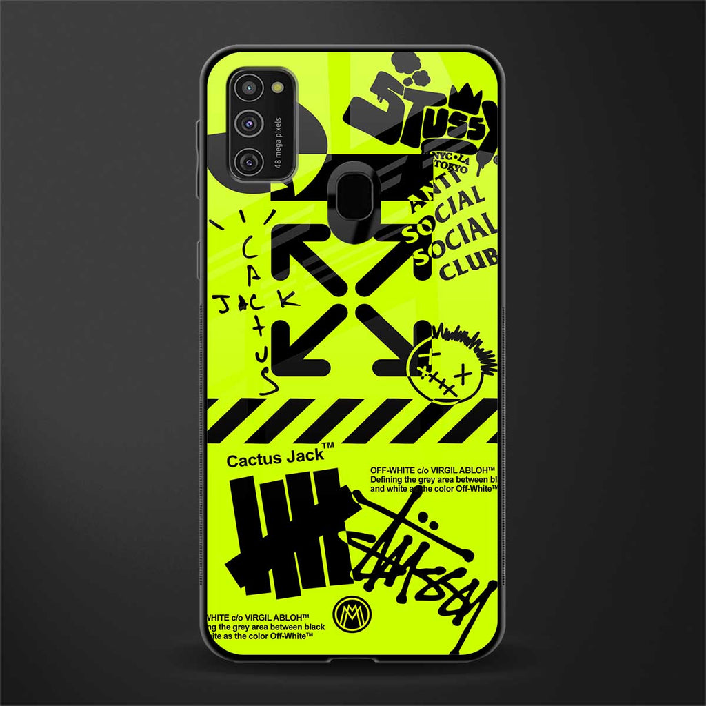 neon travis scott x anti social social club glass case for samsung galaxy m30s image