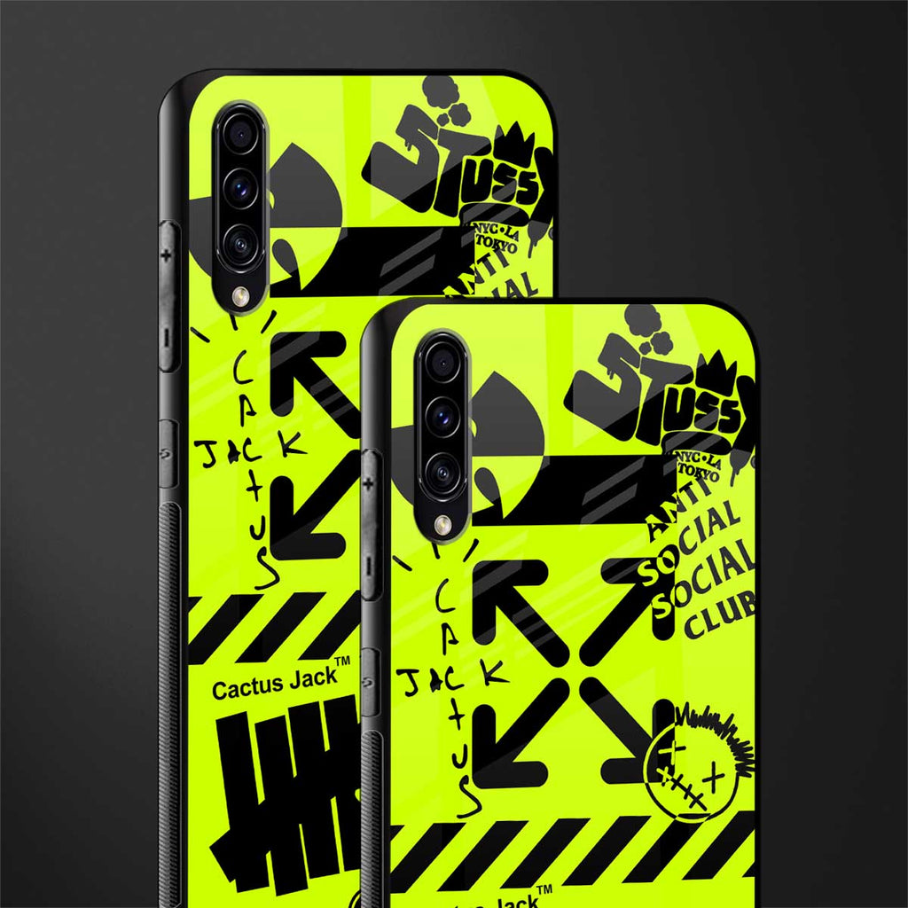 neon travis scott x anti social social club glass case for samsung galaxy a30s image-2