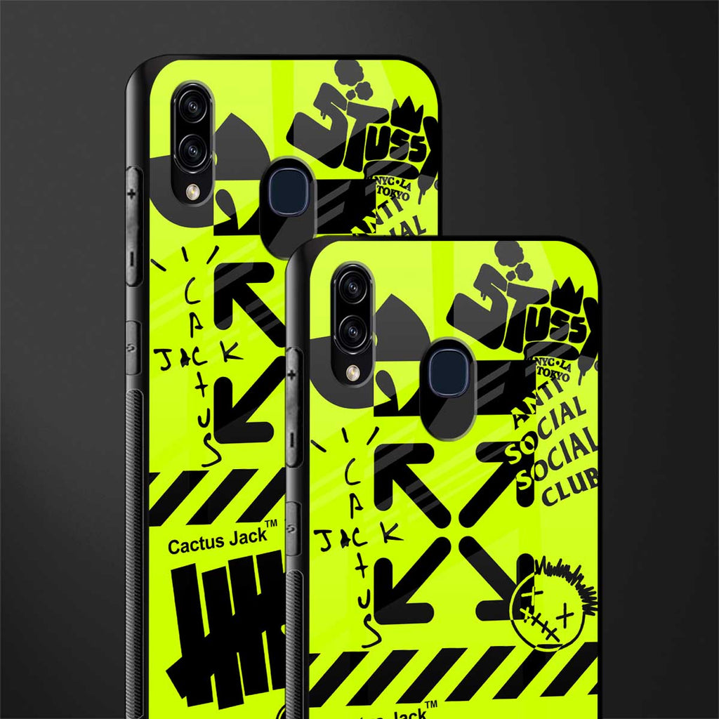 neon travis scott x anti social social club glass case for samsung galaxy m10s image-2
