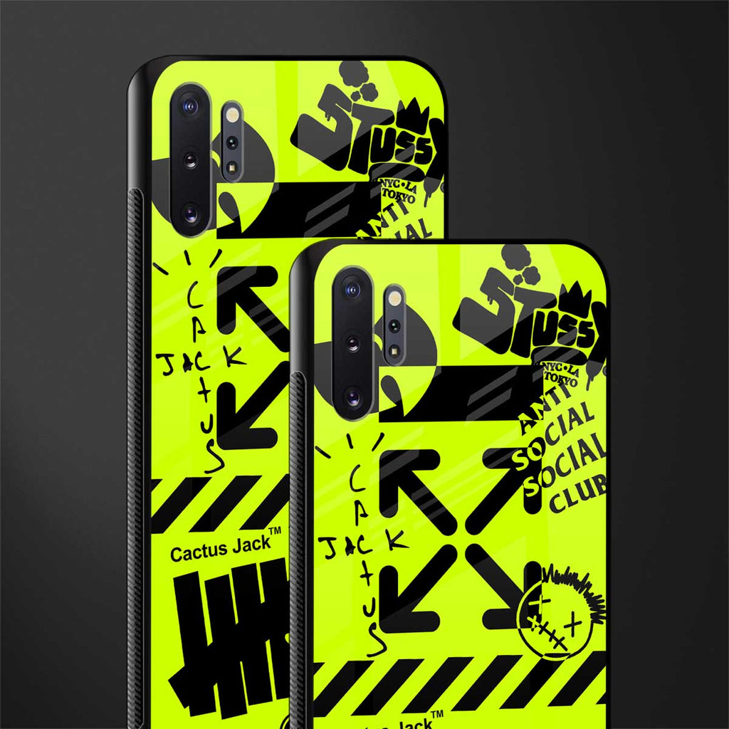neon travis scott x anti social social club glass case for samsung galaxy note 10 plus image-2