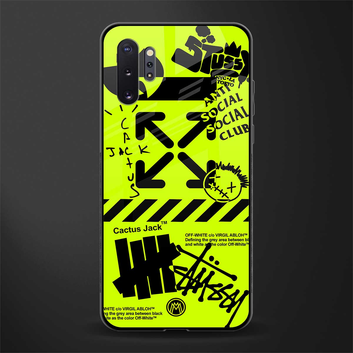 neon travis scott x anti social social club glass case for samsung galaxy note 10 plus image