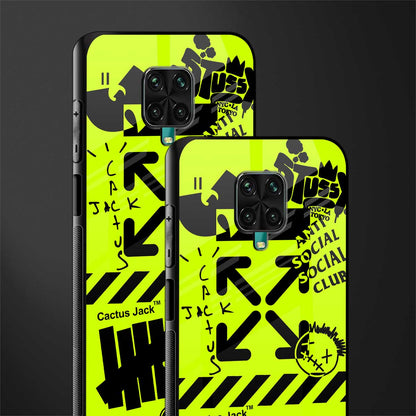 neon travis scott x anti social social club glass case for redmi note 9 pro max image-2
