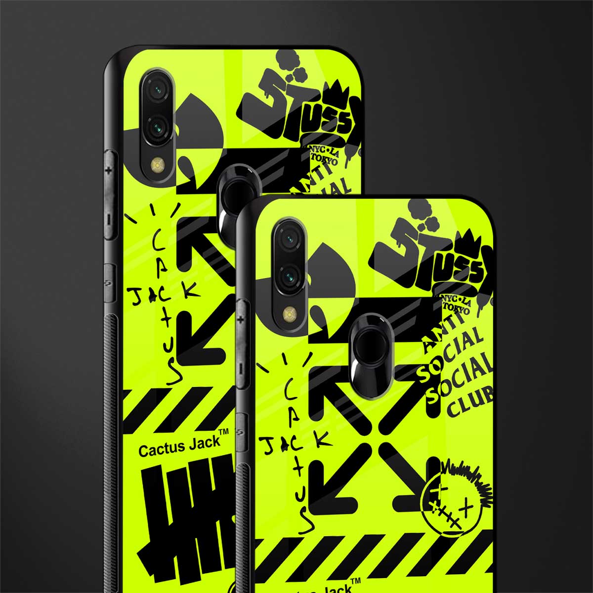 neon travis scott x anti social social club glass case for redmi note 7s image-2