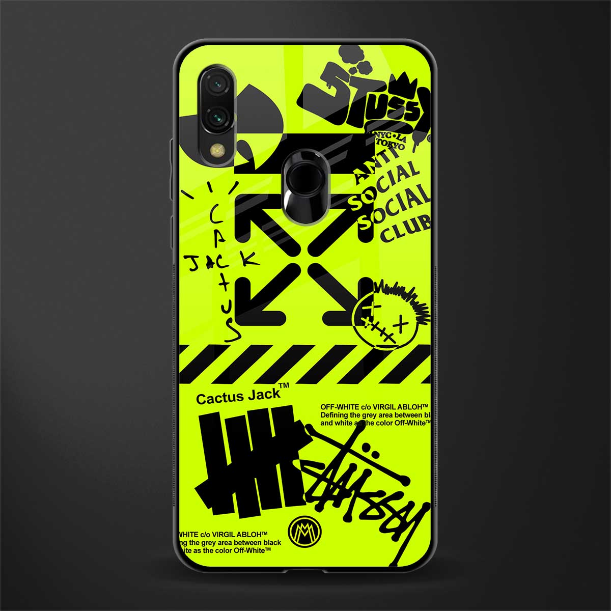 neon travis scott x anti social social club glass case for redmi y3 image
