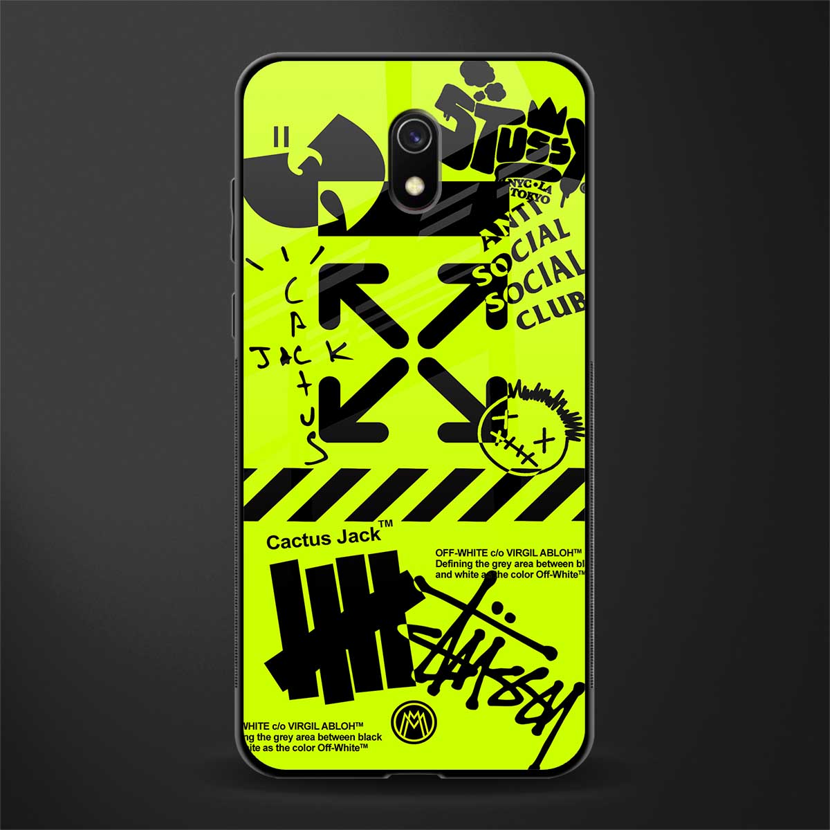 neon travis scott x anti social social club glass case for redmi 8a image
