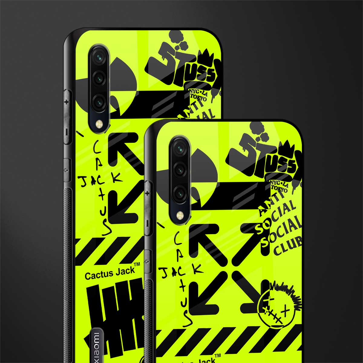 neon travis scott x anti social social club glass case for mi a3 redmi a3 image-2