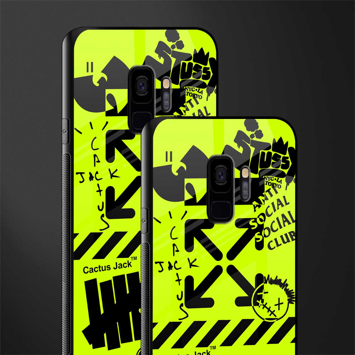 neon travis scott x anti social social club glass case for samsung galaxy s9 image-2