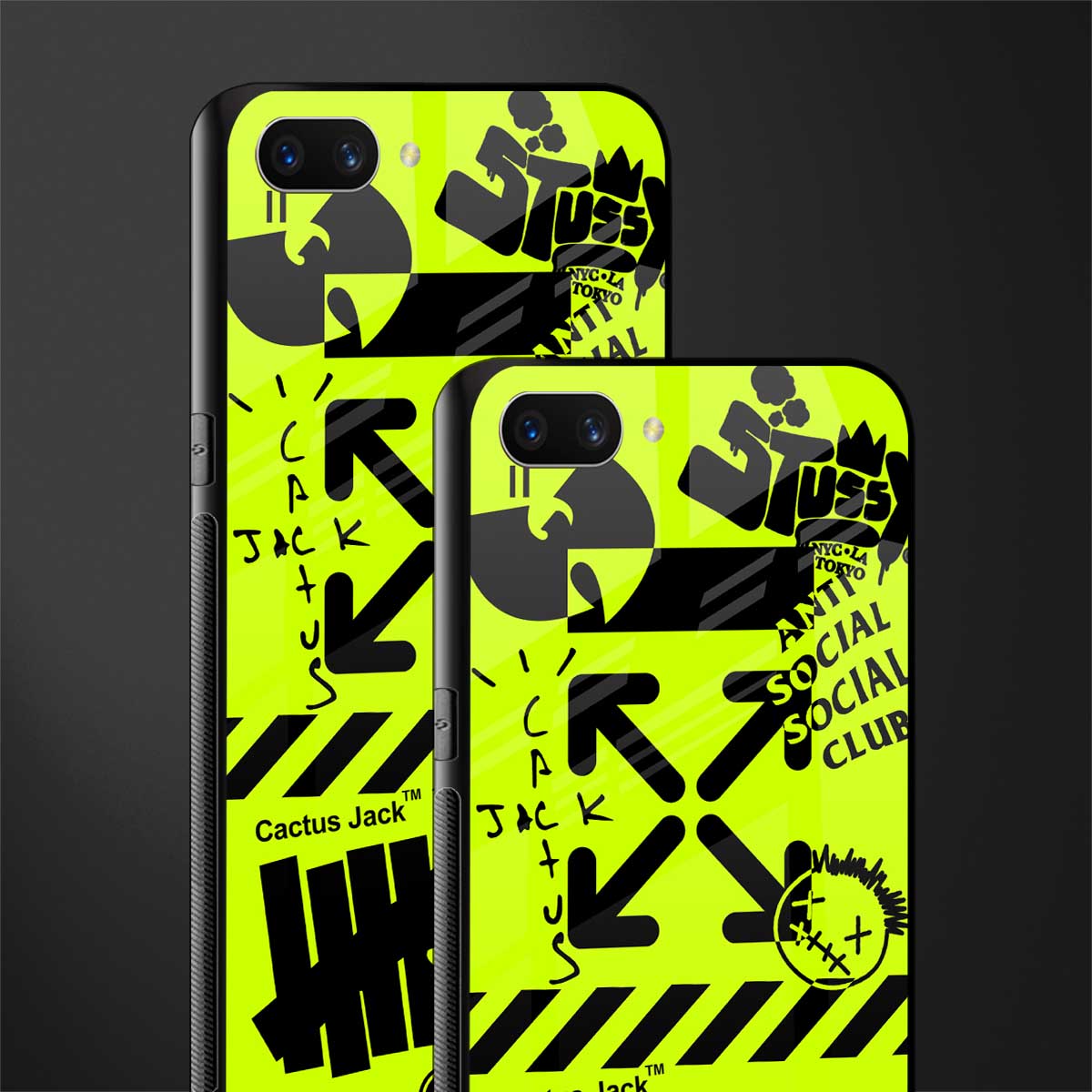 neon travis scott x anti social social club glass case for realme c1 image-2