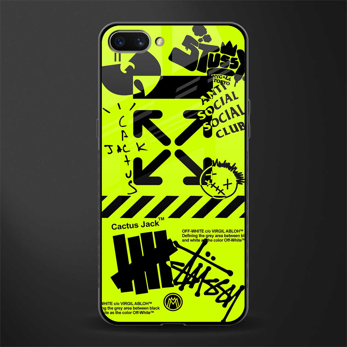 neon travis scott x anti social social club glass case for oppo a3s image