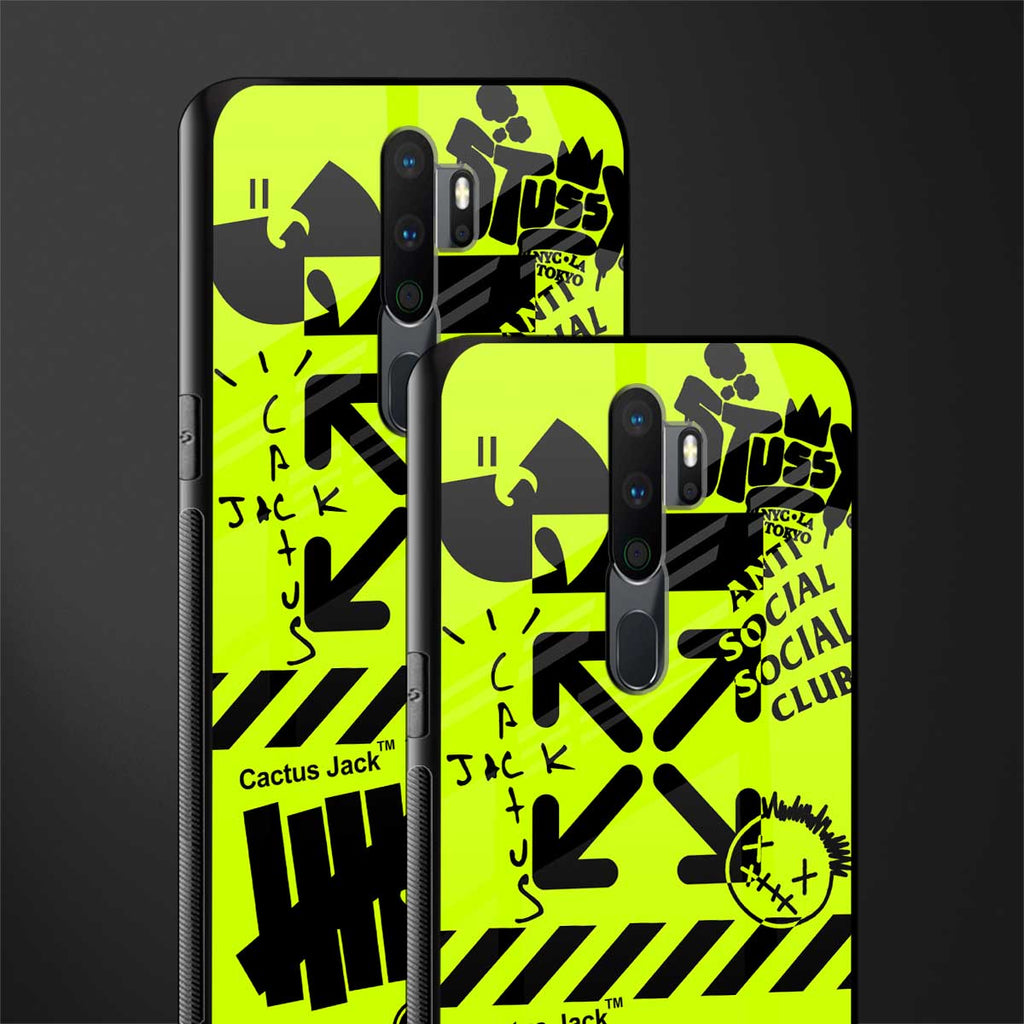 neon travis scott x anti social social club glass case for oppo a5 2020 image-2