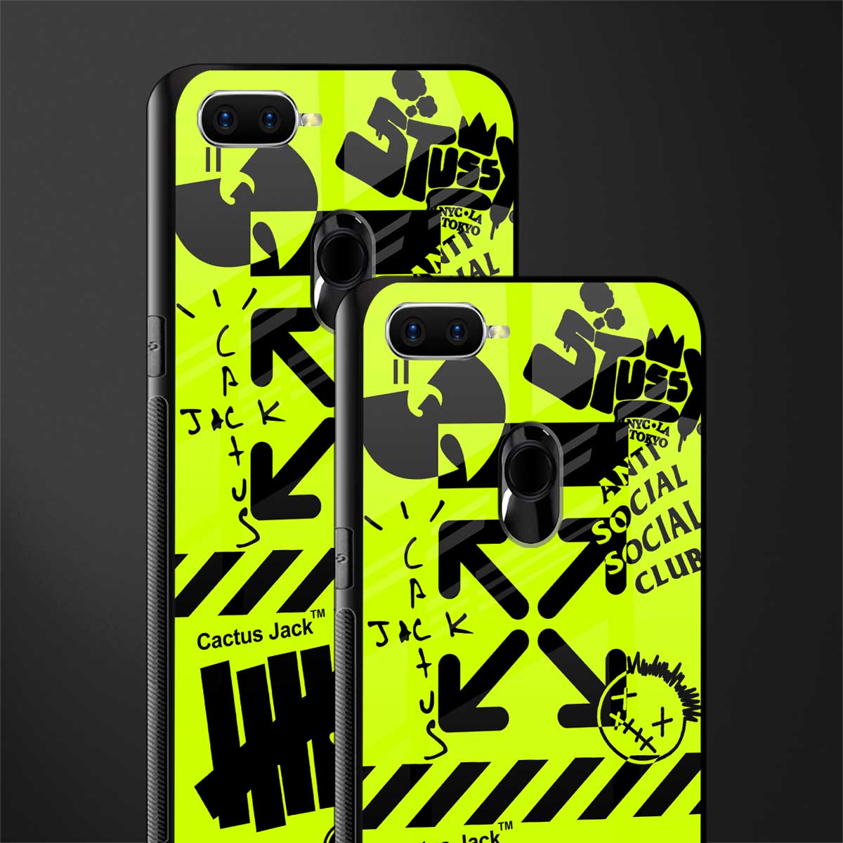 neon travis scott x anti social social club glass case for oppo a5s image-2