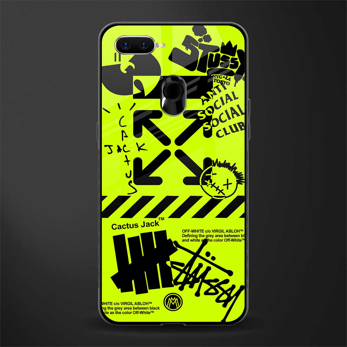 neon travis scott x anti social social club glass case for oppo a7 image