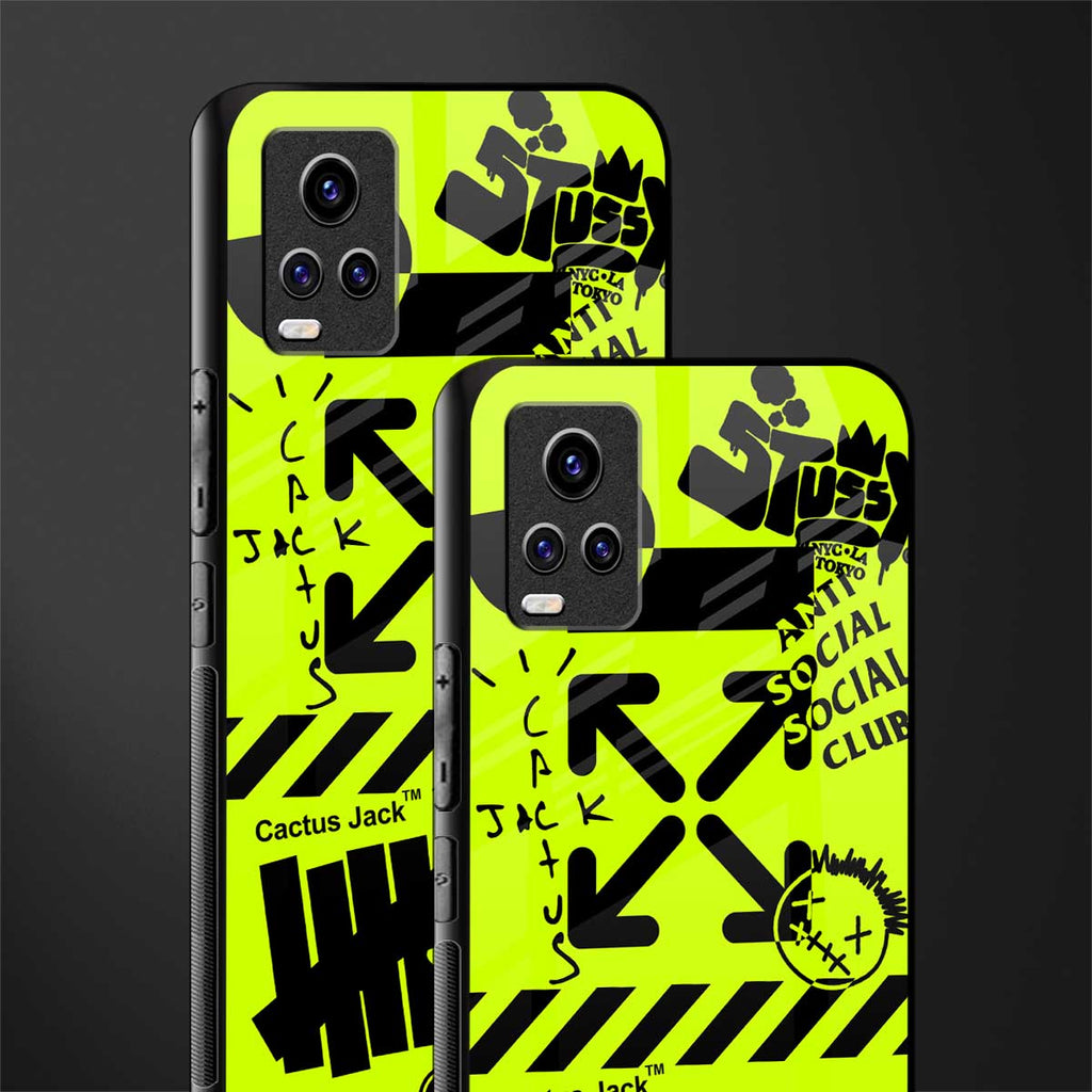 neon travis scott x anti social social club back phone cover | glass case for vivo y73