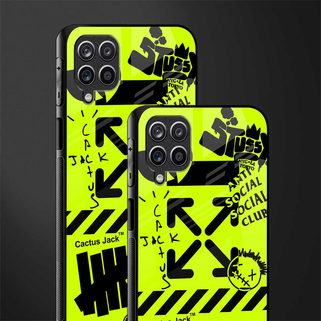 neon travis scott x anti social social club back phone cover | glass case for samsung galaxy a22 4g