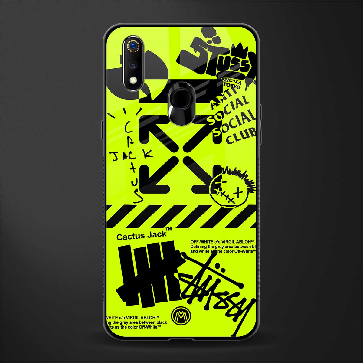 neon travis scott x anti social social club glass case for realme 3 pro image