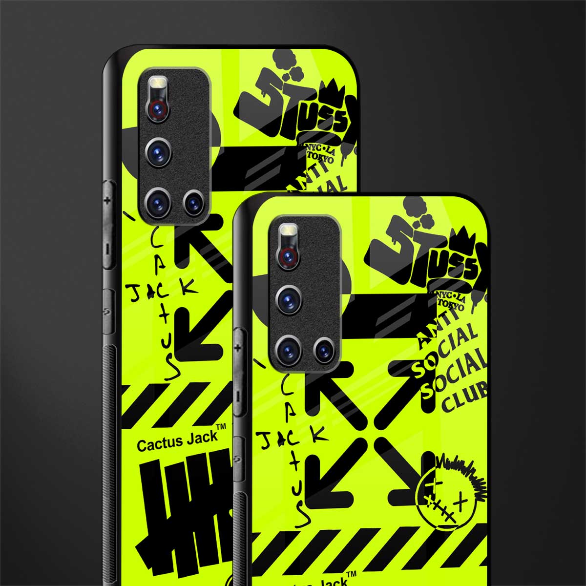 neon travis scott x anti social social club glass case for vivo v19 image-2