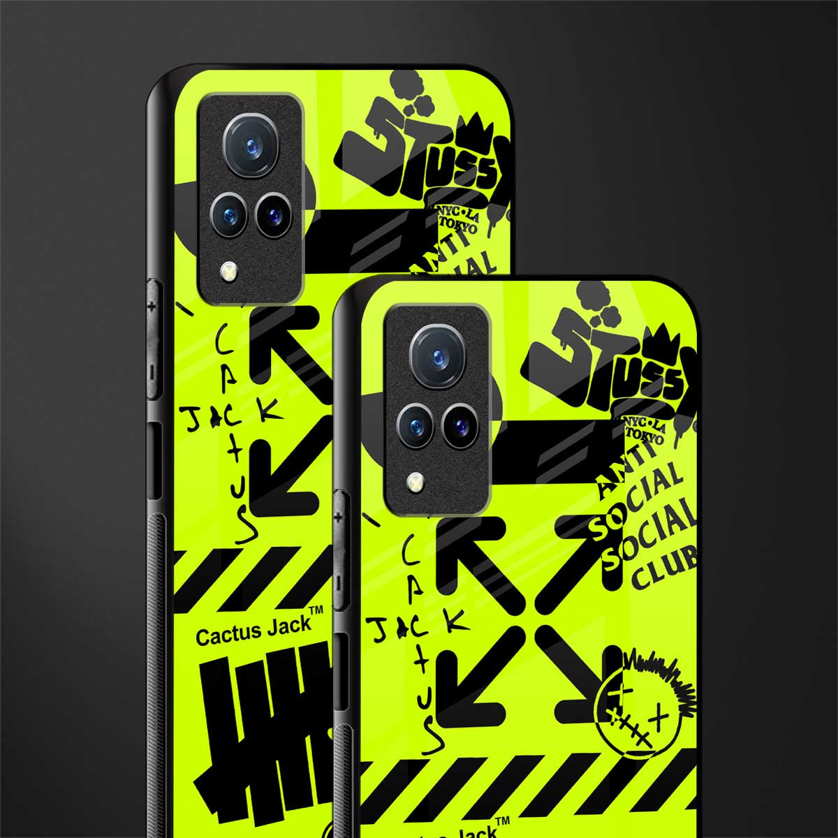 neon travis scott x anti social social club glass case for vivo v21 5g image-2