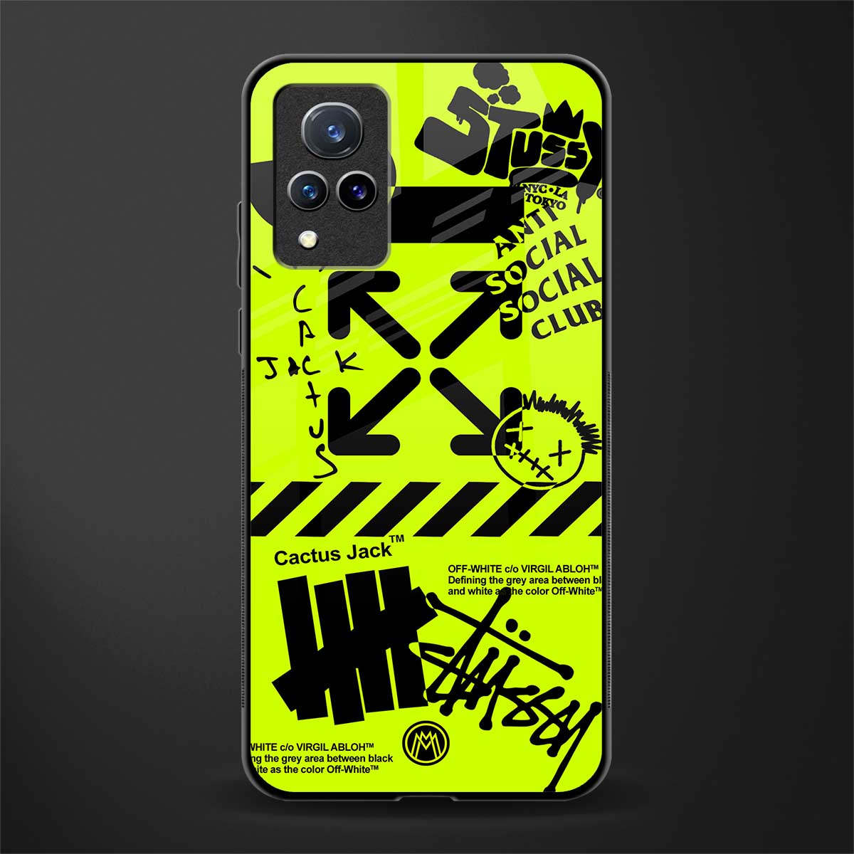 neon travis scott x anti social social club glass case for vivo v21 5g image