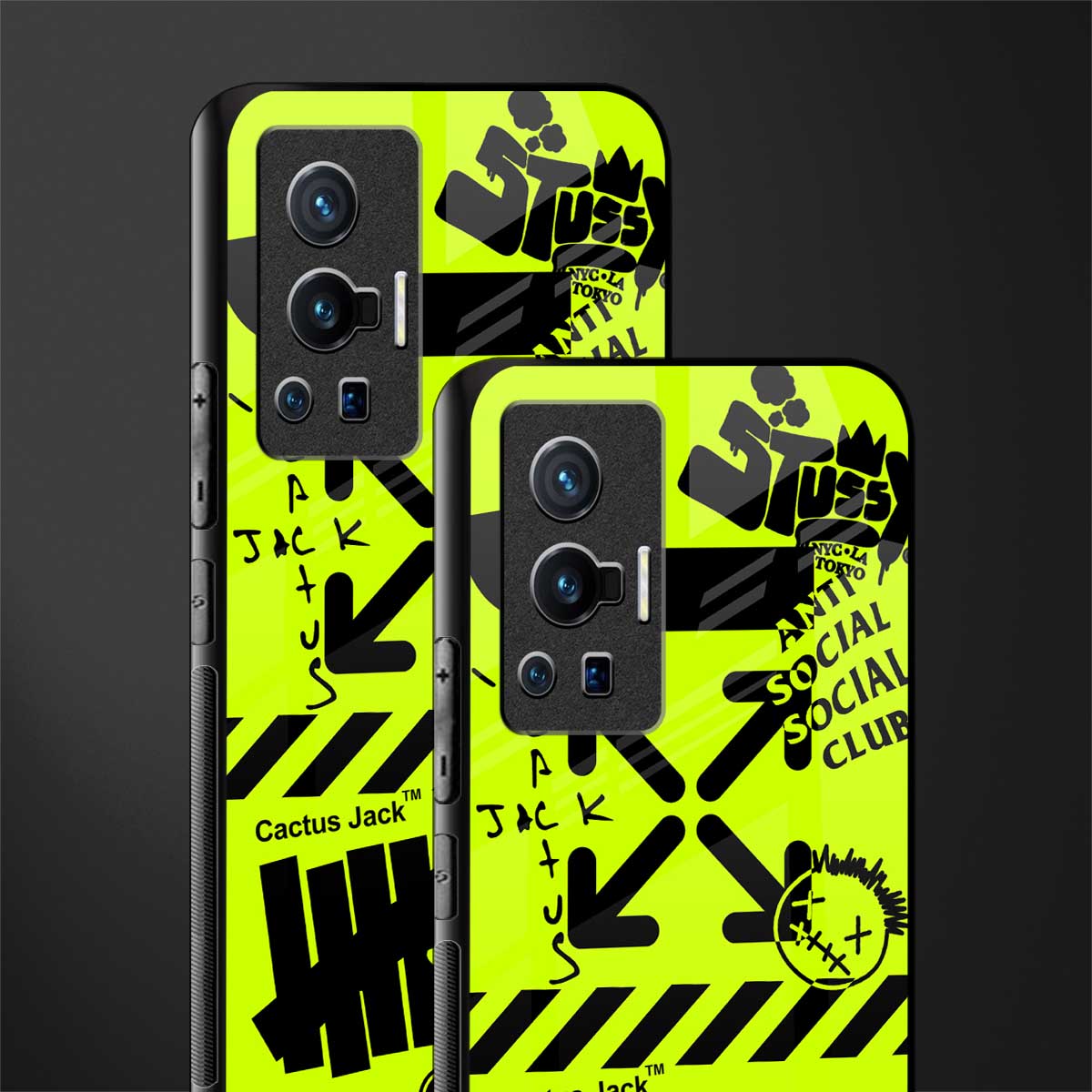 neon travis scott x anti social social club glass case for vivo x70 pro image-2
