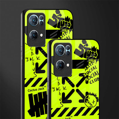 neon travis scott x anti social social club glass case for oppo reno7 pro 5g image-2
