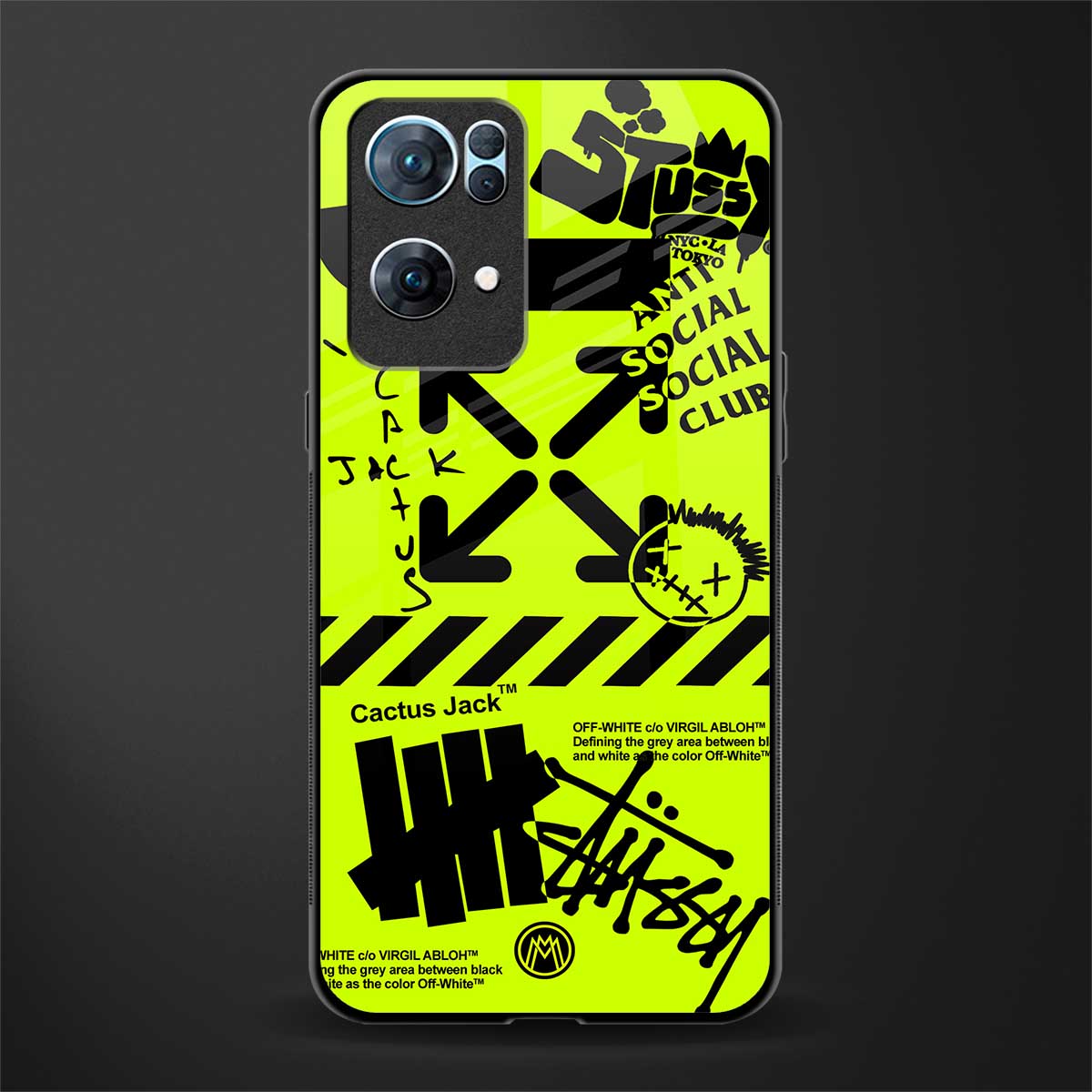 neon travis scott x anti social social club glass case for oppo reno7 pro 5g image
