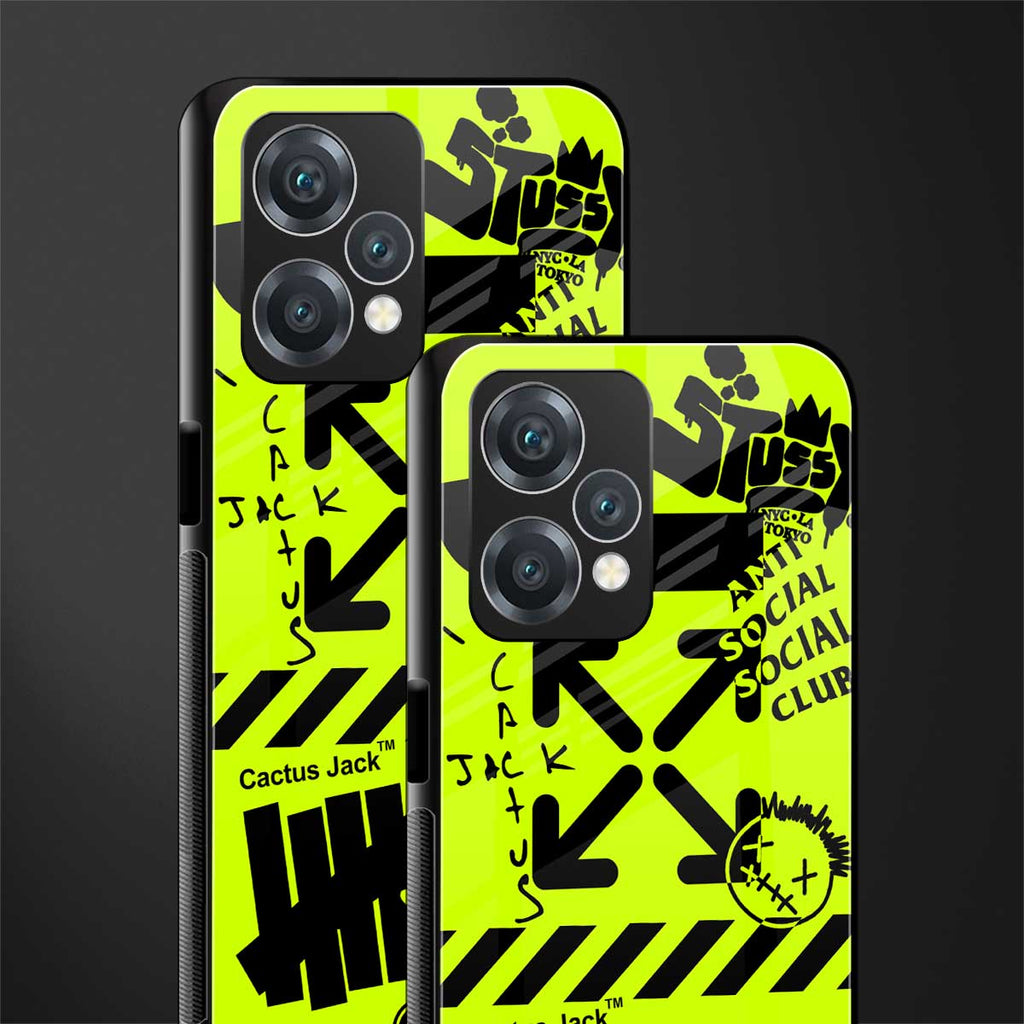 neon travis scott x anti social social club back phone cover | glass case for realme 9 pro 5g