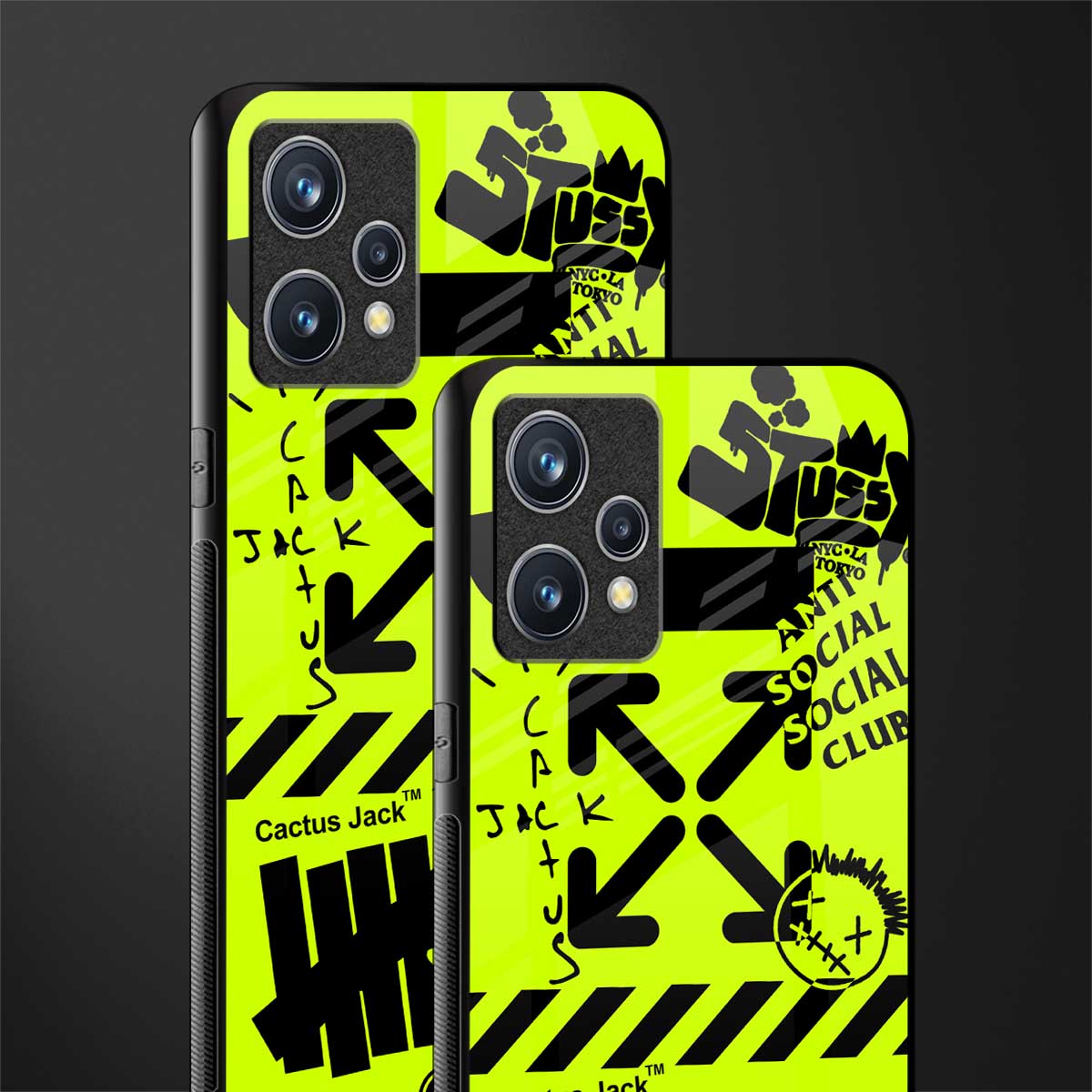 neon travis scott x anti social social club glass case for realme 9 4g image-2