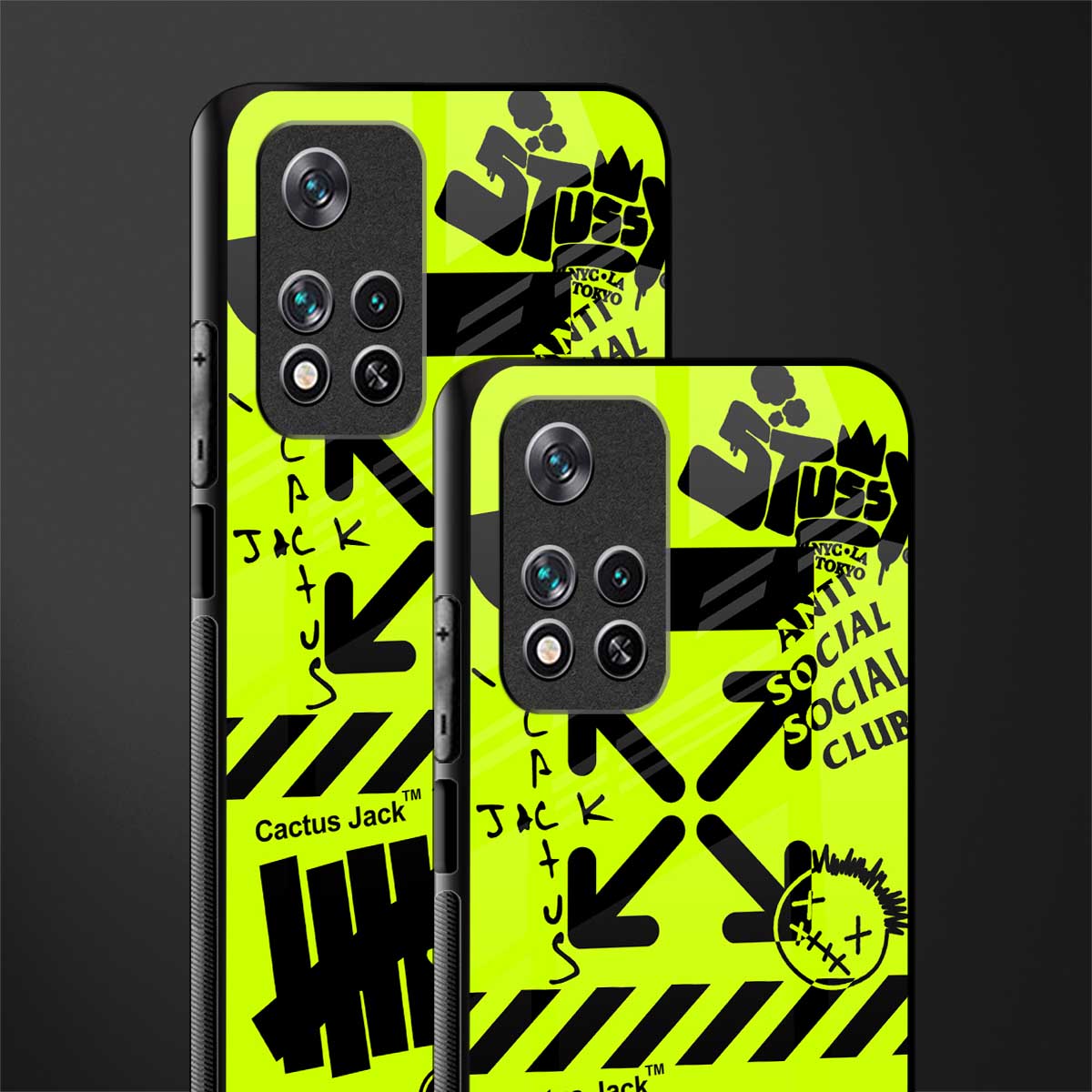 neon travis scott x anti social social club glass case for xiaomi 11i 5g image-2