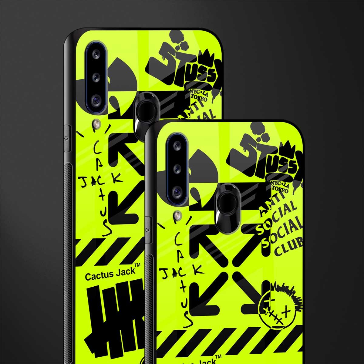 neon travis scott x anti social social club glass case for samsung galaxy a20s image-2
