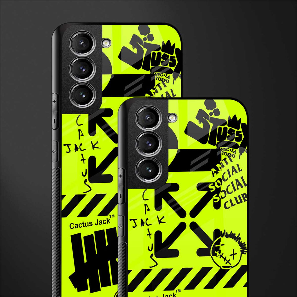 neon travis scott x anti social social club glass case for samsung galaxy s21 fe 5g image-2