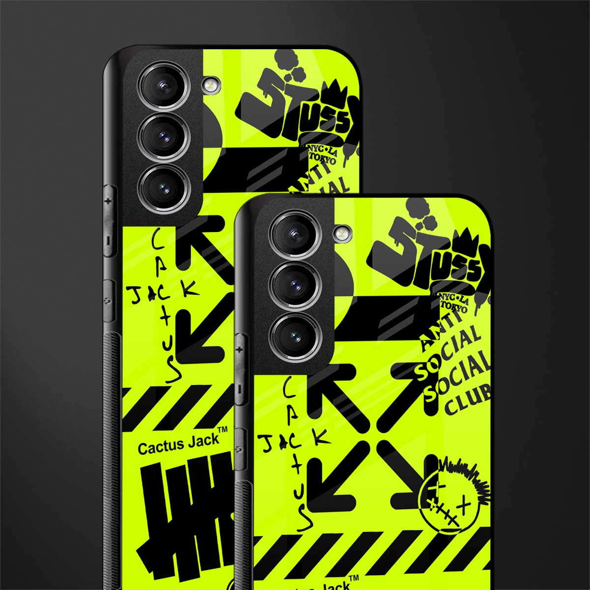 neon travis scott x anti social social club glass case for samsung galaxy s21 image-2