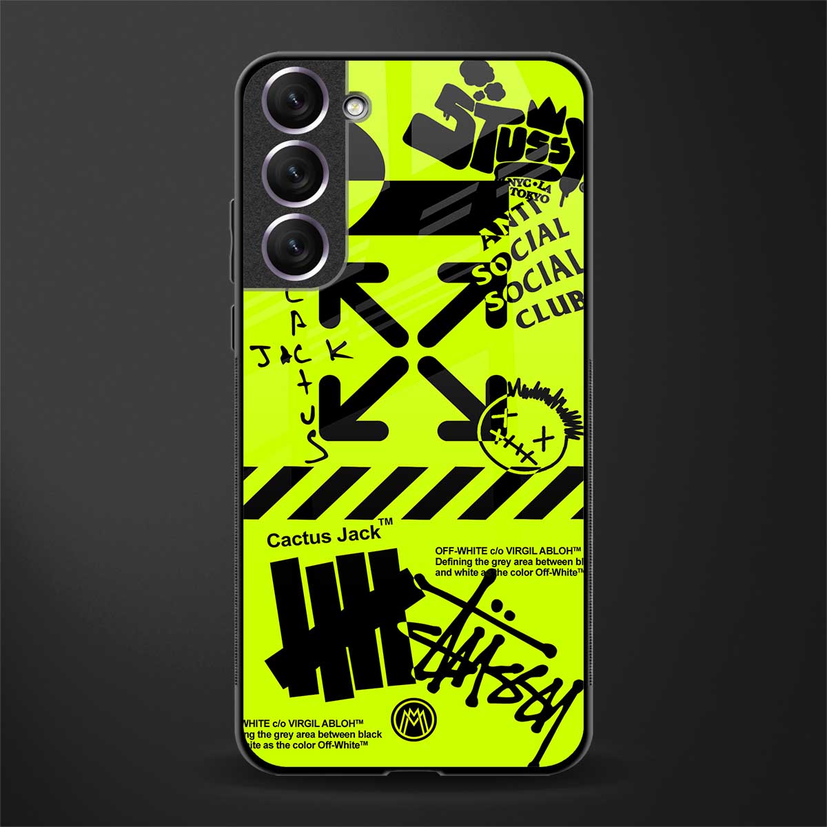 neon travis scott x anti social social club glass case for samsung galaxy s22 5g image