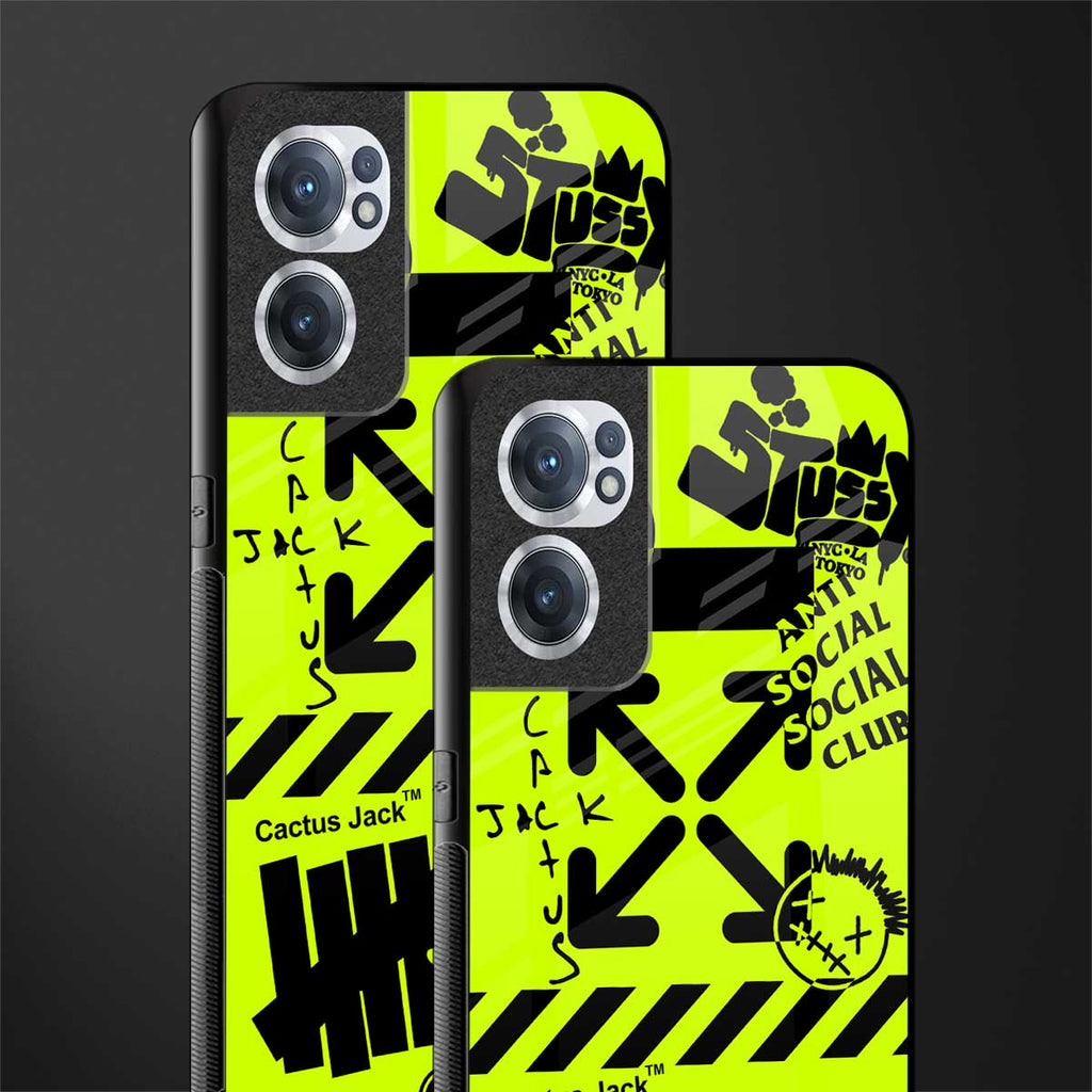 neon travis scott x anti social social club glass case for oneplus nord ce 2 5g image-2