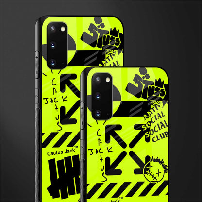 neon travis scott x anti social social club glass case for samsung galaxy s20 image-2