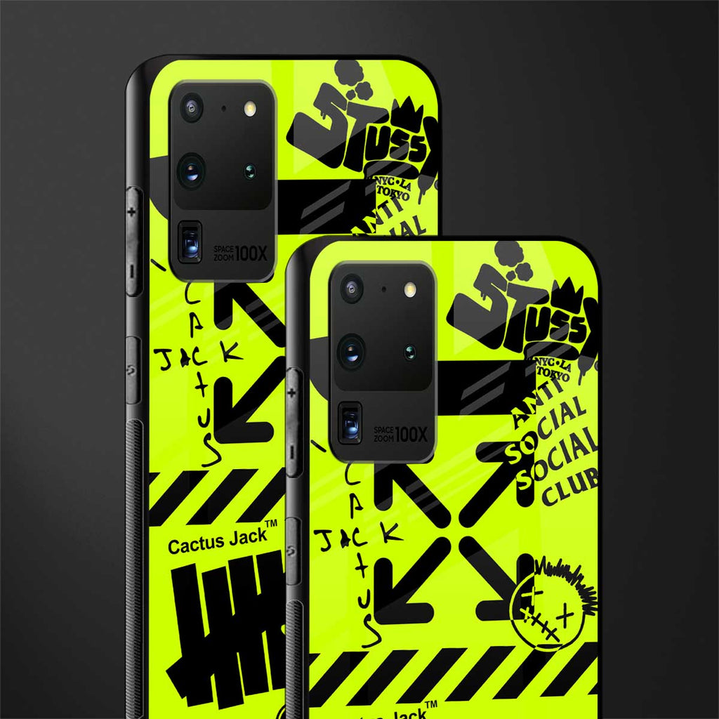 neon travis scott x anti social social club glass case for samsung galaxy s20 ultra image-2