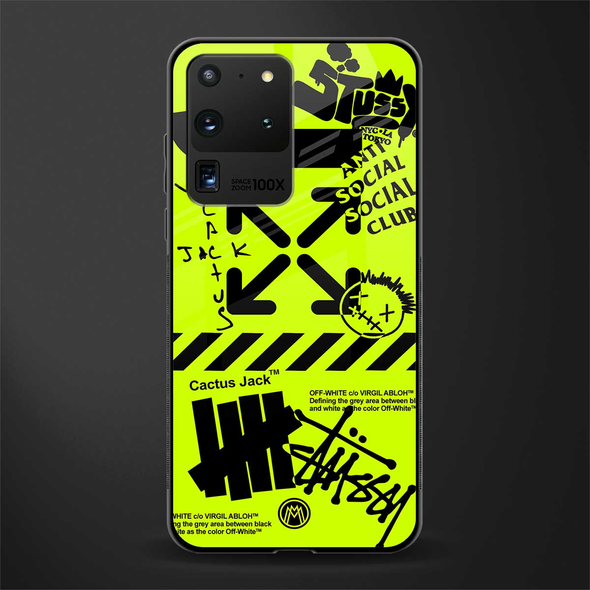neon travis scott x anti social social club glass case for samsung galaxy s20 ultra image