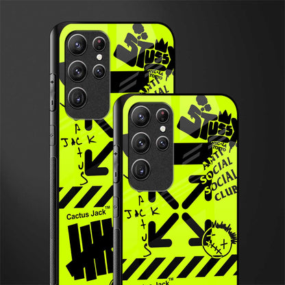 neon travis scott x anti social social club glass case for samsung galaxy s22 ultra 5g image-2